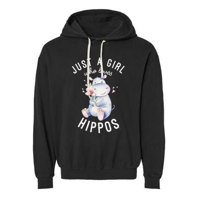 Hippo For Hippo Lover Cute Hippo Garment-Dyed Fleece Hoodie