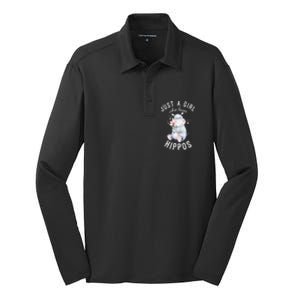 Hippo For Hippo Lover Cute Hippo Silk Touch Performance Long Sleeve Polo