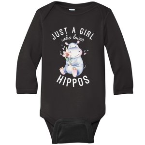 Hippo For Hippo Lover Cute Hippo Baby Long Sleeve Bodysuit