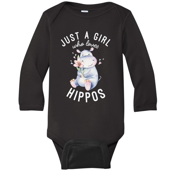 Hippo For Hippo Lover Cute Hippo Baby Long Sleeve Bodysuit