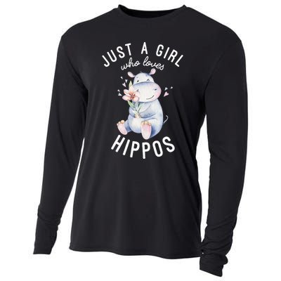 Hippo For Hippo Lover Cute Hippo Cooling Performance Long Sleeve Crew