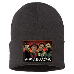 Halloween Friends, Halloween Horror Movies Characters Sustainable Knit Beanie