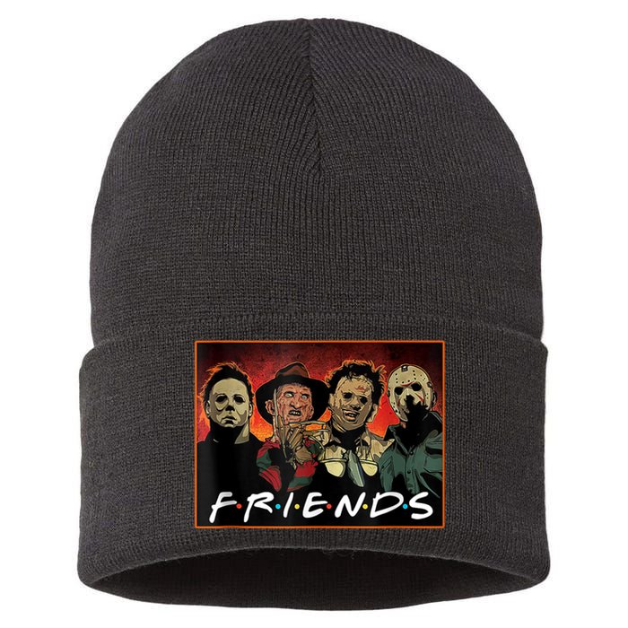 Halloween Friends, Halloween Horror Movies Characters Sustainable Knit Beanie