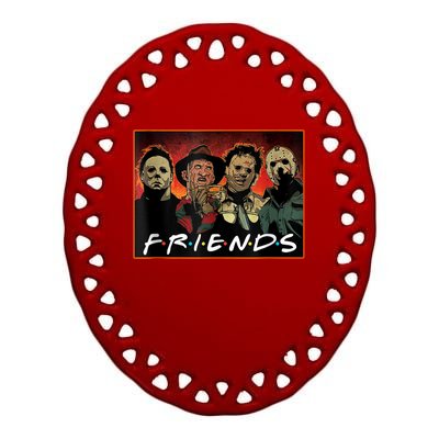 Halloween Friends, Halloween Horror Movies Characters Ceramic Oval Ornament