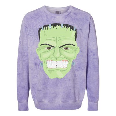 Halloween Frankenstein Head Terrifyingly Green Snarling Head Colorblast Crewneck Sweatshirt