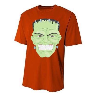 Halloween Frankenstein Head Terrifyingly Green Snarling Head Performance Sprint T-Shirt