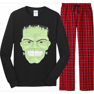 Halloween Frankenstein Head Terrifyingly Green Snarling Head Long Sleeve Pajama Set