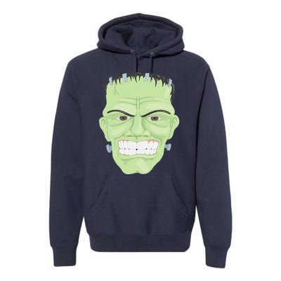 Halloween Frankenstein Head Terrifyingly Green Snarling Head Premium Hoodie