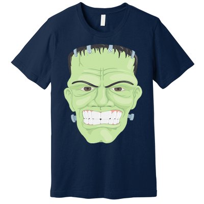 Halloween Frankenstein Head Terrifyingly Green Snarling Head Premium T-Shirt