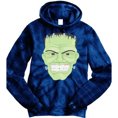 Halloween Frankenstein Head Terrifyingly Green Snarling Head Tie Dye Hoodie