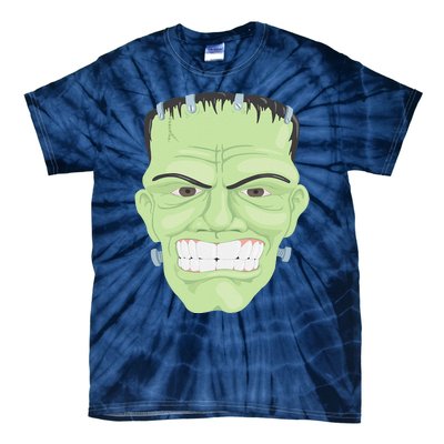 Halloween Frankenstein Head Terrifyingly Green Snarling Head Tie-Dye T-Shirt