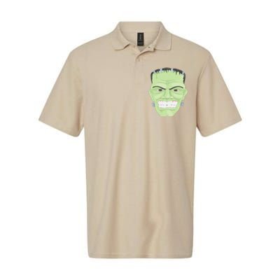 Halloween Frankenstein Head Terrifyingly Green Snarling Head Softstyle Adult Sport Polo