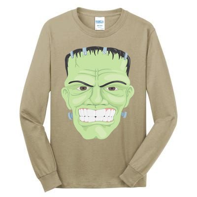 Halloween Frankenstein Head Terrifyingly Green Snarling Head Tall Long Sleeve T-Shirt