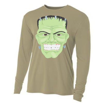 Halloween Frankenstein Head Terrifyingly Green Snarling Head Cooling Performance Long Sleeve Crew