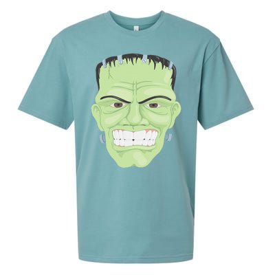 Halloween Frankenstein Head Terrifyingly Green Snarling Head Sueded Cloud Jersey T-Shirt