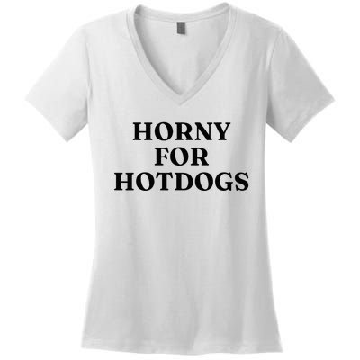 Horny For Hotdogs Women's V-Neck T-Shirt