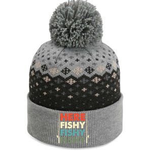 Here Fishy Hunting Fishing Fishrod Fisherman Gift The Baniff Cuffed Pom Beanie