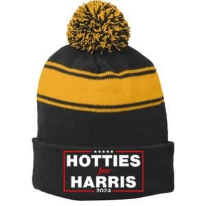 Hotties For Harris Stripe Pom Pom Beanie