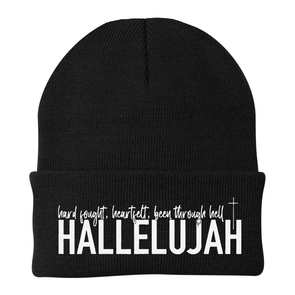 Hard Fought Heartfelt Been Through Hell Hallelujah Christian Beanie