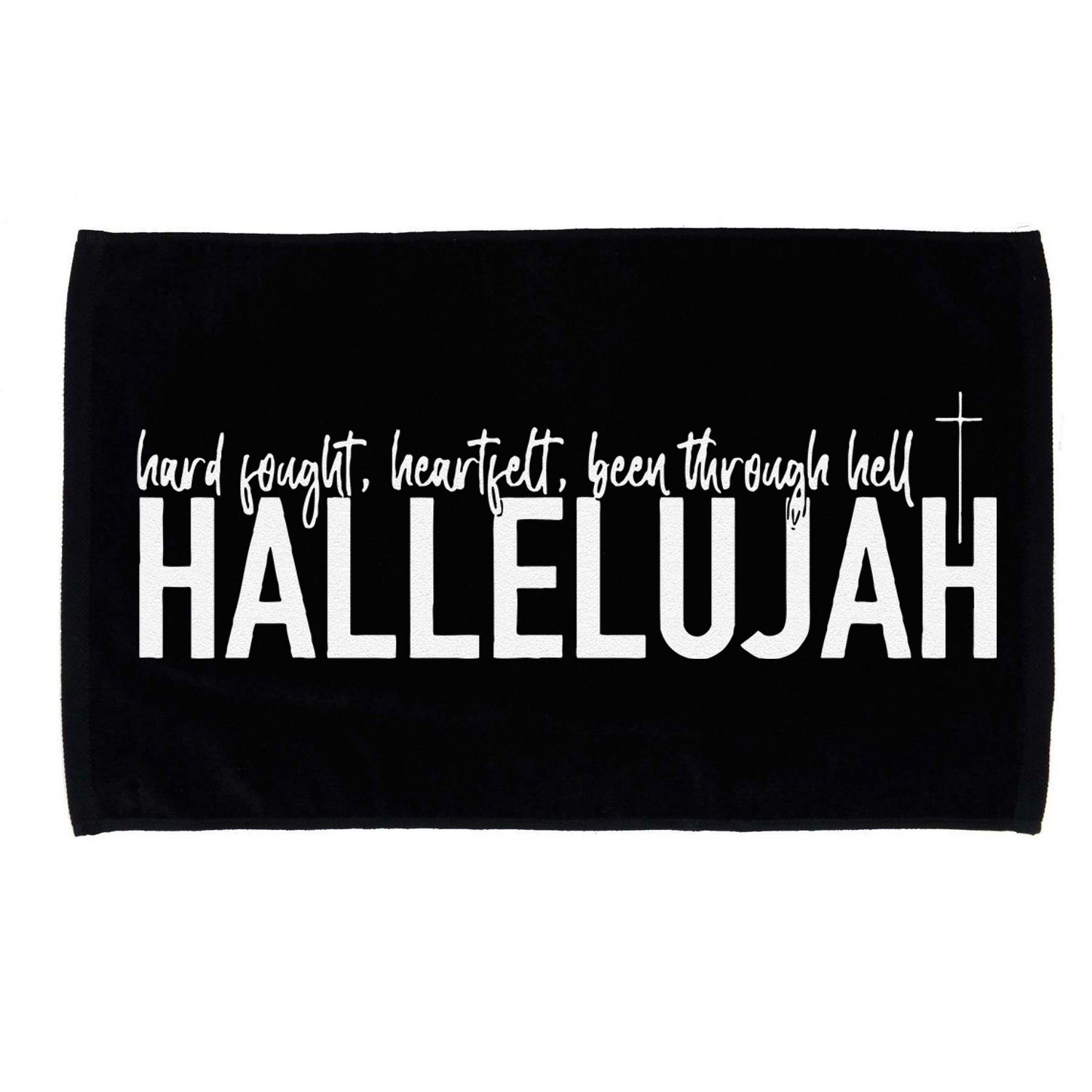 Hard Fought Heartfelt Been Through Hell Hallelujah Christian Microfiber Hand Towel