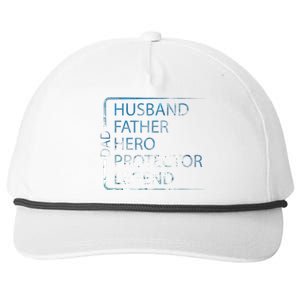 Husband Father Hero Protector Legend Father Day Dad Snapback Five-Panel Rope Hat