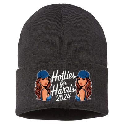 Hotties For Harris 2024 Election Political Statet Sustainable Knit Beanie