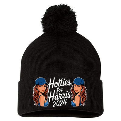 Hotties For Harris 2024 Election Political Statet Pom Pom 12in Knit Beanie