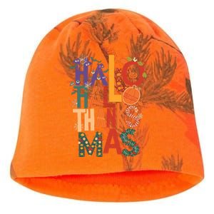 Hallothanksmas Funny Halloween Thanksgiving Christmas Kati - Camo Knit Beanie