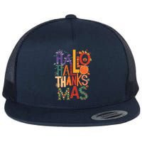 Hallothanksmas Funny Halloween Thanksgiving Christmas Flat Bill Trucker Hat