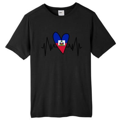 Haitian Flag Heartbeat Ekg Heart Gift Tall Fusion ChromaSoft Performance T-Shirt