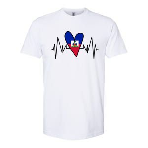 Haitian Flag Heartbeat Ekg Heart Gift Softstyle® CVC T-Shirt