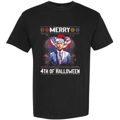 Halloween Funny Happy 4th Of July Anti Joe Biden Garment-Dyed Heavyweight T-Shirt