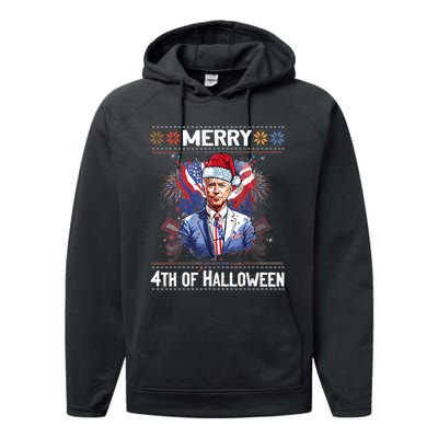 Halloween Funny Happy 4th Of July Anti Joe Biden Performance Fleece Hoodie