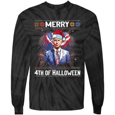 Halloween Funny Happy 4th Of July Anti Joe Biden Tie-Dye Long Sleeve Shirt