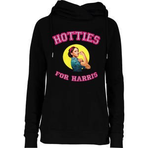 Hotties For Harris Election 2024 Womens Funnel Neck Pullover Hood