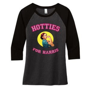 Hotties For Harris Election 2024 Women's Tri-Blend 3/4-Sleeve Raglan Shirt