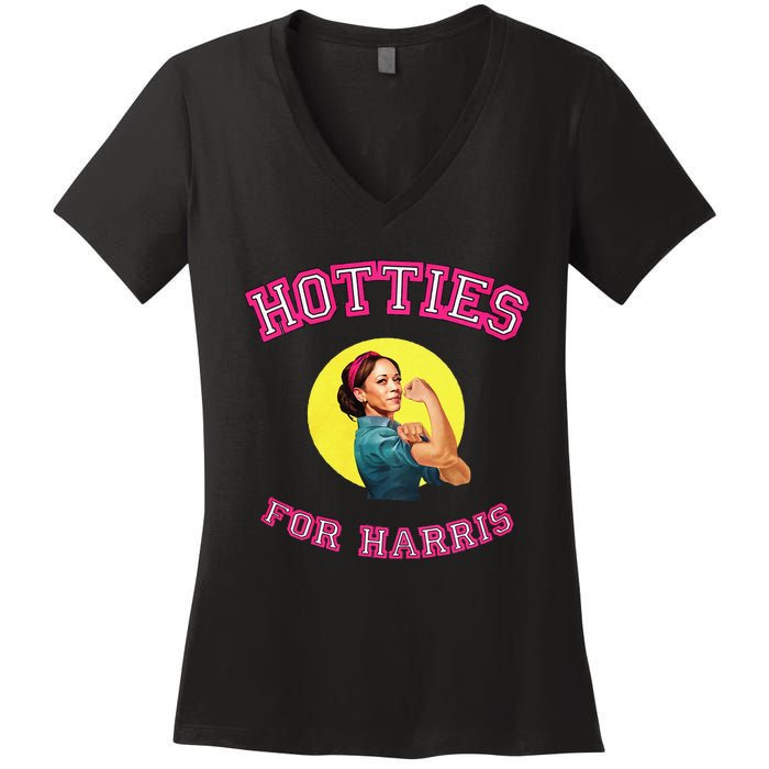 Hotties For Harris Election 2024 Women's V-Neck T-Shirt