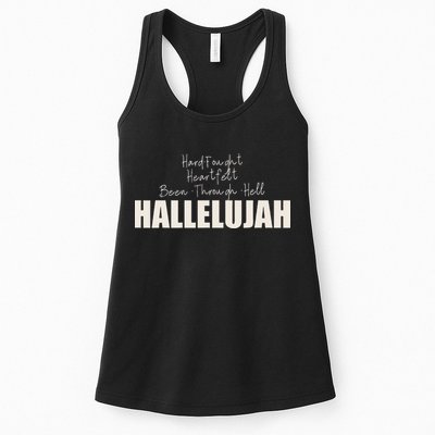 Hard Fought Heartfelt Been Through Hell Hallelujah Christian Womens Tank Top