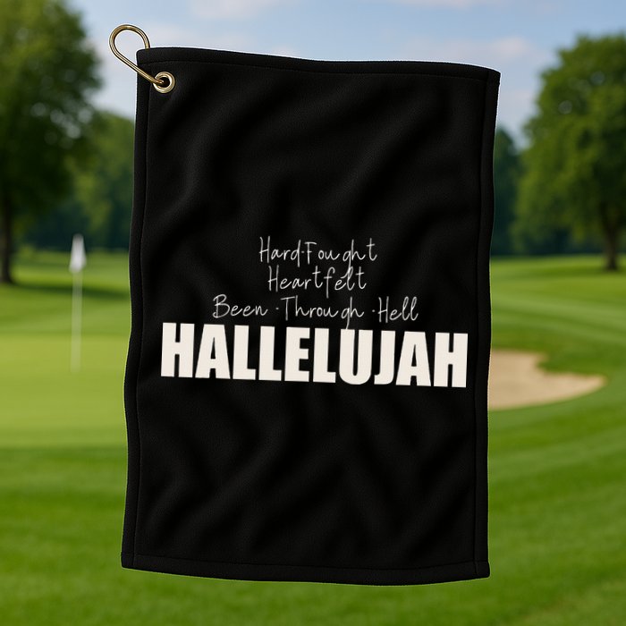 Hard Fought Heartfelt Been Through Hell Hallelujah Christian Golf Towel