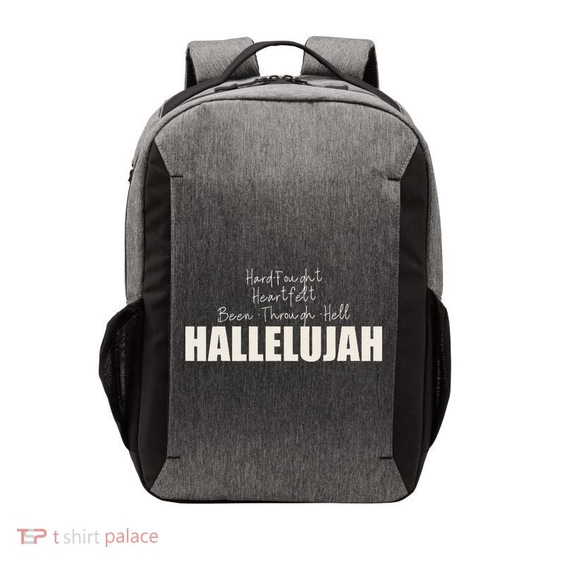 Hard Fought Heartfelt Been Through Hell Hallelujah Christian Vector Backpack