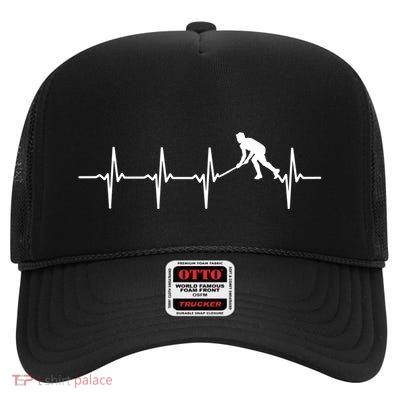 Hockey Field Hockey Heartbeat Gift For Hockey Players Meaningful Gift High Crown Mesh Back Trucker Hat