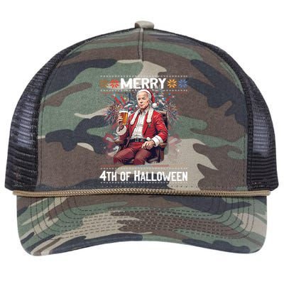 Halloween Funny Happy 4th Of July Anti Joe Biden Retro Rope Trucker Hat Cap