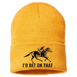 Horses Funny Horse Racing Id Bet On That Horse Riding Sustainable Knit Beanie