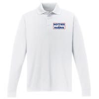 Hotties For Harris 2024 Funny Kamala Harris 2024 Performance Long Sleeve Polo