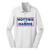 Hotties For Harris 2024 Funny Kamala Harris 2024 Silk Touch Performance Long Sleeve Polo