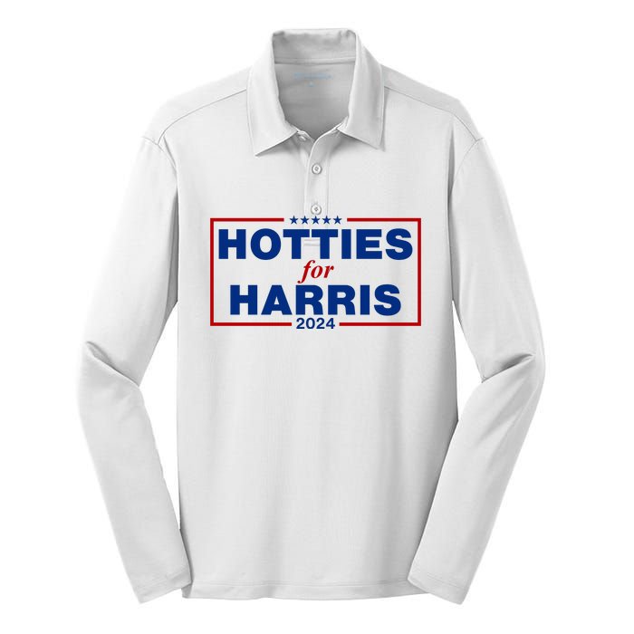 Hotties For Harris 2024 Funny Kamala Harris 2024 Silk Touch Performance Long Sleeve Polo