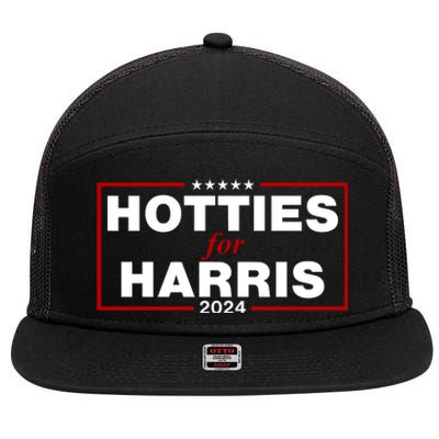 Hotties For Harris 2024 Funny Kamala Harris 2024 7 Panel Mesh Trucker Snapback Hat