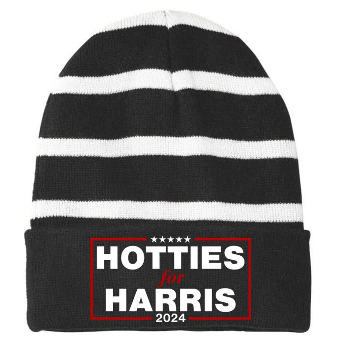 Hotties For Harris 2024 Funny Kamala Harris 2024 Striped Beanie with Solid Band