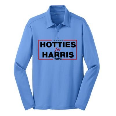 Hotties For Harris 2024 Funny Kamala Harris 2024 Silk Touch Performance Long Sleeve Polo