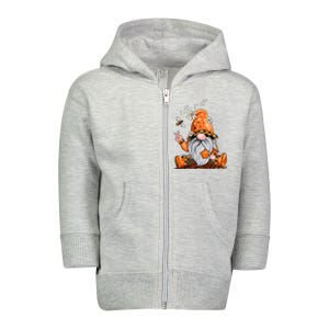 Hello Fall Happy Thanksgiving Gnome Pumpkin Fall Season Toddler Zip Fleece Hoodie